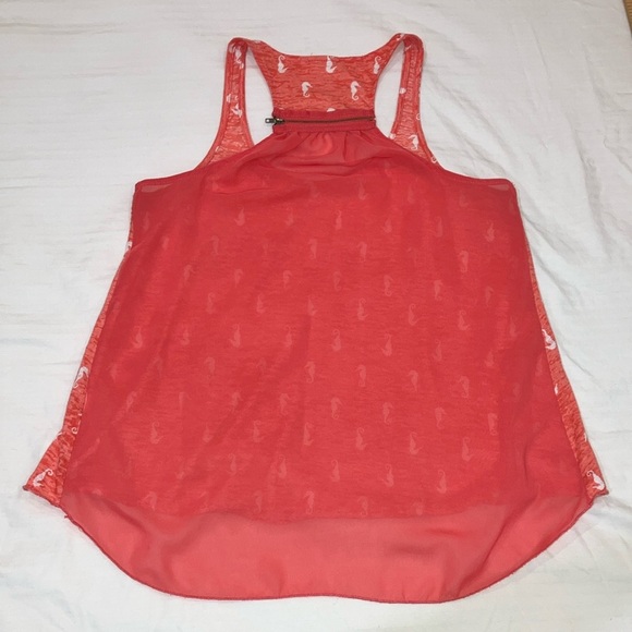 Coral Pink Tank Top with seahorse Print - Picture 11 of 15